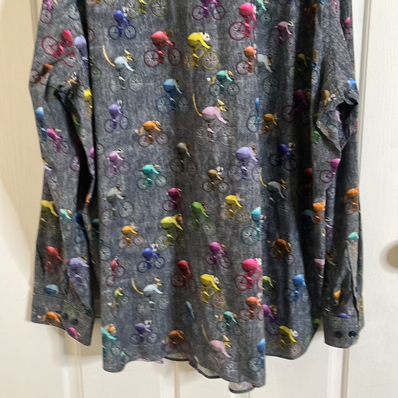 Jared Lang Animal Bicycle Button Shirt Men Size 3XLT Gray Racer Rider Biker Bike - Picture 11 of 11